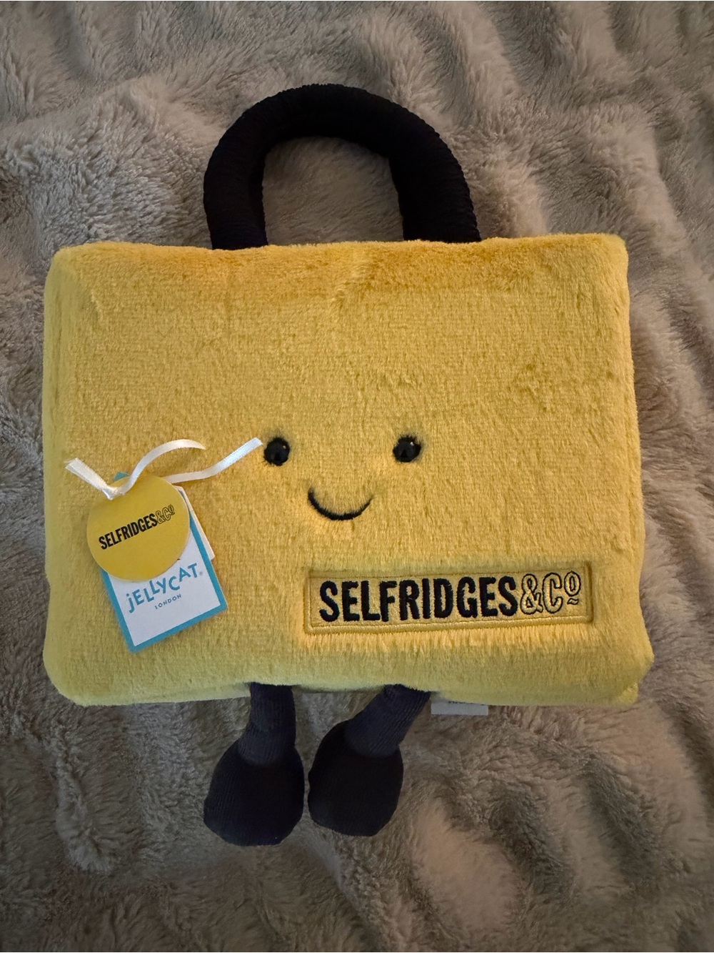 Jellycat Yellow Selfridges & Co.  Plush Bag, limited edition